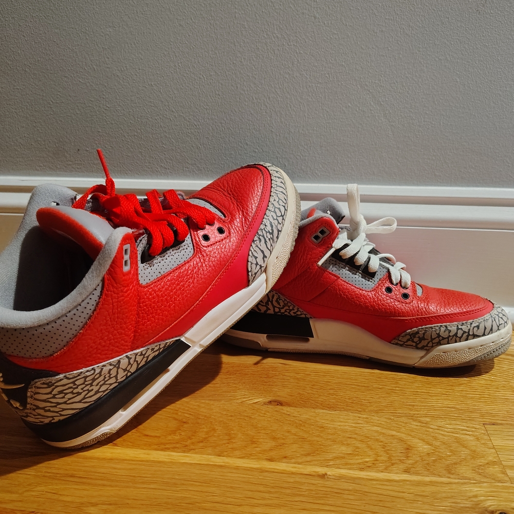Red and Gray Sneakers with Elephant Print